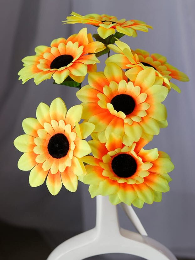 Girasol por 6 – Amarillo y Naranja - Flores Artificiales Envios a Bogotá y toda Colombia | Dkora Colombia