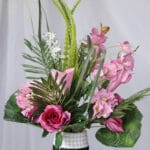 Rosas con Hoja Palmas por 24 – Fucsia - Flores Artificiales Envios a Bogotá y toda Colombia | Dkora Colombia