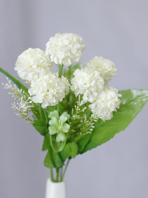 Mini Hortensia por 6 – Blanco - Flores Artificiales Envios a Bogotá y toda Colombia | Dkora Colombia