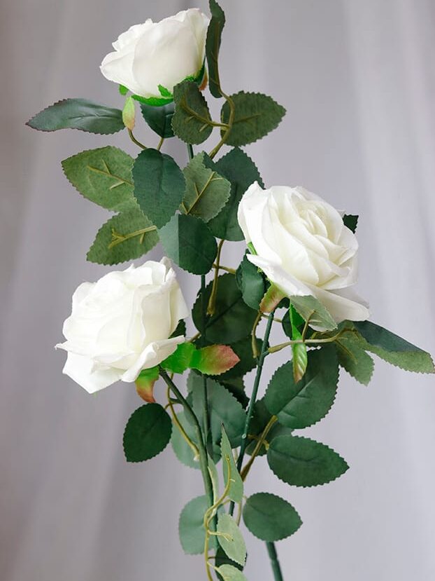 Vara Rosa por 3 – Blanco - Flores Artificiales Envios a Bogotá y toda Colombia | Dkora Colombia