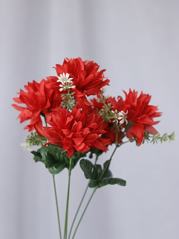 Pompón por 5 – Rojo - Flores Artificiales Envios a Bogotá y toda Colombia | Dkora Colombia