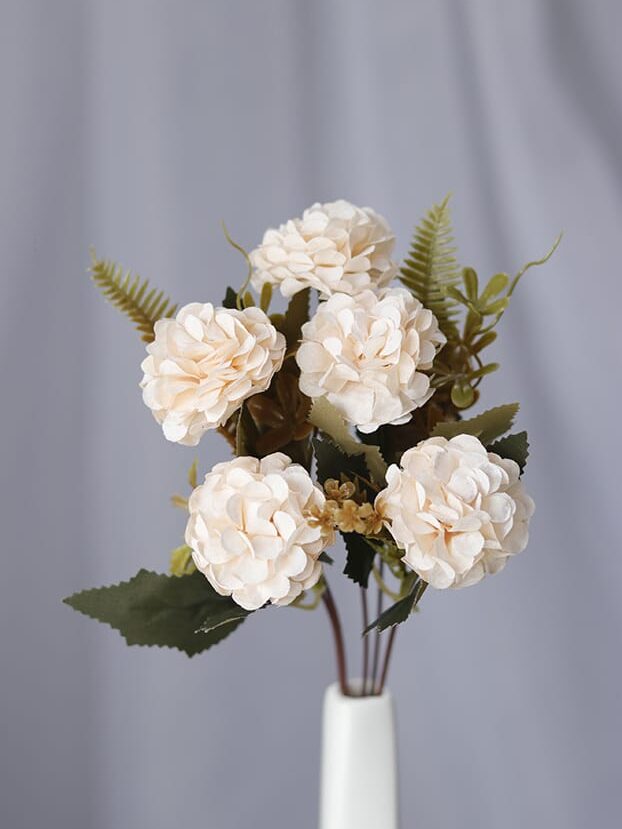 Hortensia con Follaje Envejecido por 5 - Flores Artificiales Envios a Bogotá y toda Colombia | Dkora Colombia