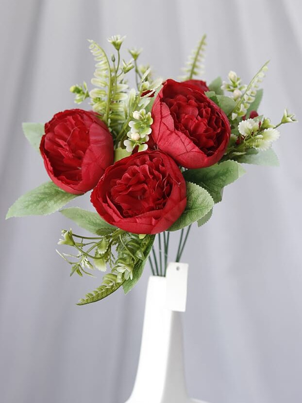 Peonia por 7 – Rojo - Flores Artificiales Envios a Bogotá y toda Colombia | Dkora Colombia