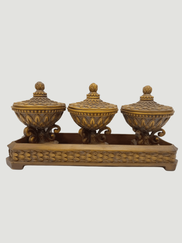 Cofres con base rectangular por 3 – Dorado Mate - Centros de Mesa Envios a Bogotá y toda Colombia | Dkora Colombia