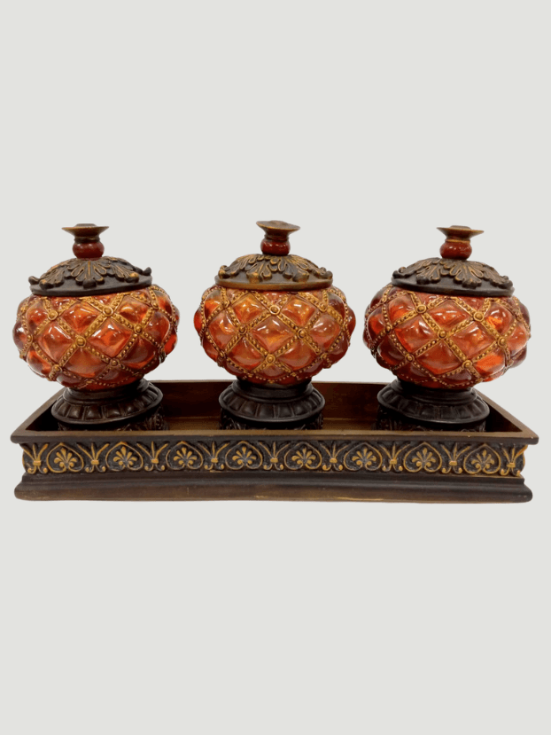 Cofres Vitral con base rectangular por 3 – Café - Centros de Mesa Envios a Bogotá y toda Colombia | Dkora Colombia