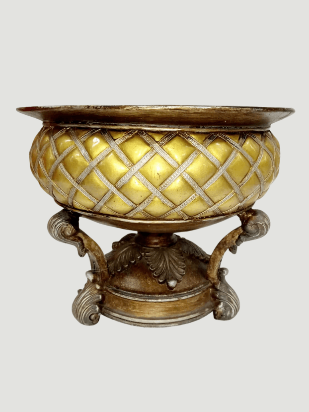 Frutero con rombos – Dorado y plata - Centros de Mesa Envios a Bogotá y toda Colombia | Dkora Colombia