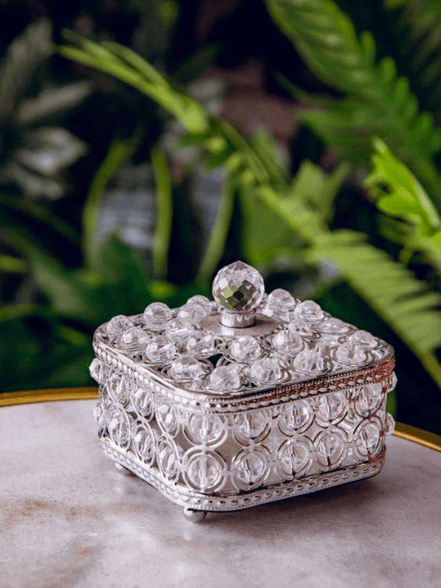 Cofre con perrilla redonda – Plateado - Centros de Mesa Envios a Bogotá y toda Colombia | Dkora Colombia