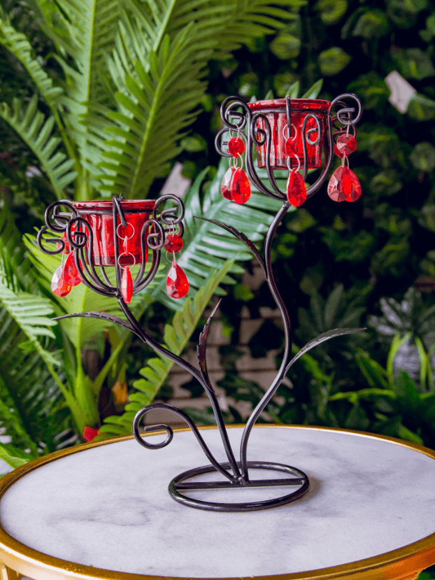 Candelabro Copa Redonda por 2 – Rojo - Candelabros Envios a Bogotá y toda Colombia | Dkora Colombia