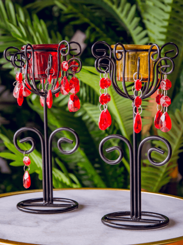 Candelabro Copa Rosa por 2 – Rojo - Candelabros Envios a Bogotá y toda Colombia | Dkora Colombia