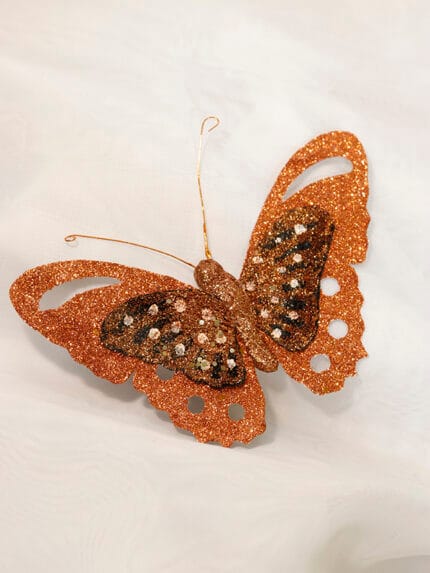 Mariposa Escarchada – Ocre Brillante - Decora tu Navidad Envios a Bogotá y toda Colombia | Dkora Colombia