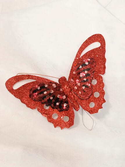 Mariposa Escarchada – Rojo Brillante - Decora tu Navidad Envios a Bogotá y toda Colombia | Dkora Colombia