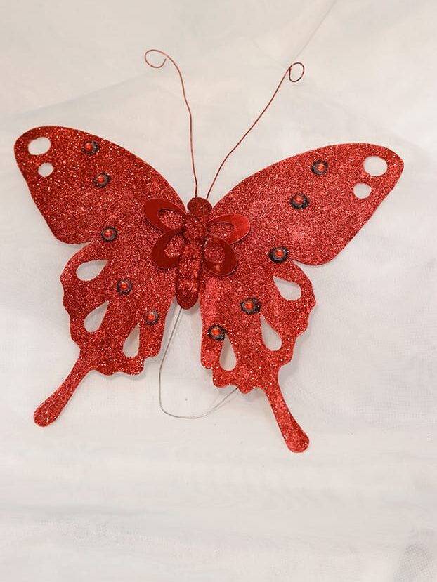 Mariposa pequeña con aplieques en gemas – Rojo - Decora tu Navidad Envios a Bogotá y toda Colombia | Dkora Colombia