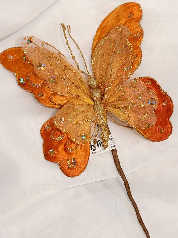 Mariposa Tela Gamuzada- Ocre - Decora tu Navidad Envios a Bogotá y toda Colombia | Dkora Colombia