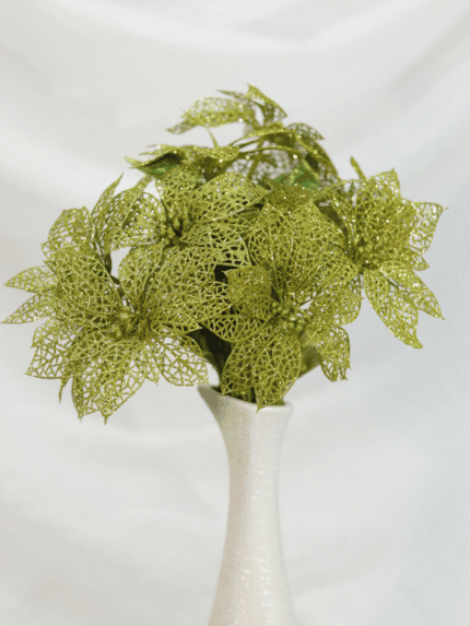 Flor de Navidad por 12 – Verde Brillante - Decora tu Navidad Envios a Bogotá y toda Colombia | Dkora Colombia