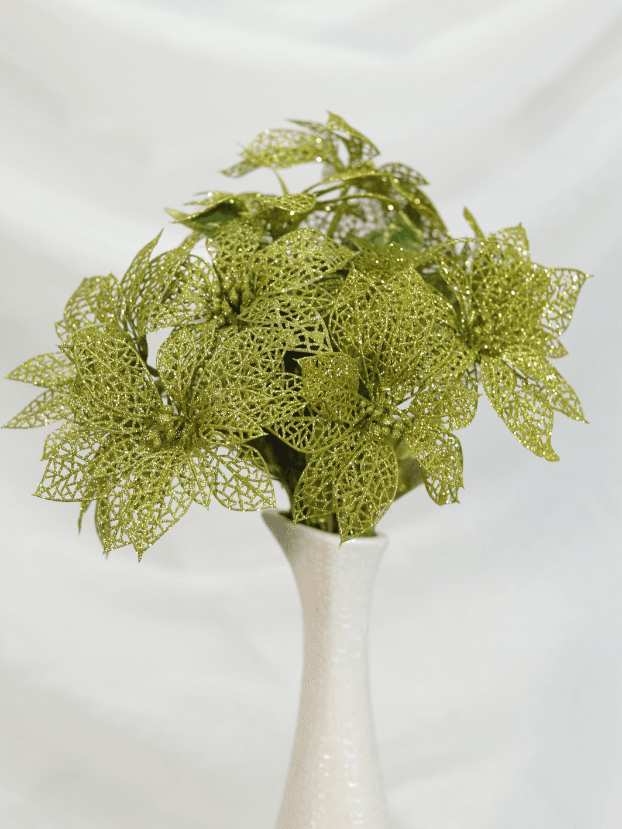 Flor de Navidad por 12 – Verde Brillante - Decora tu Navidad Envios a Bogotá y toda Colombia | Dkora Colombia