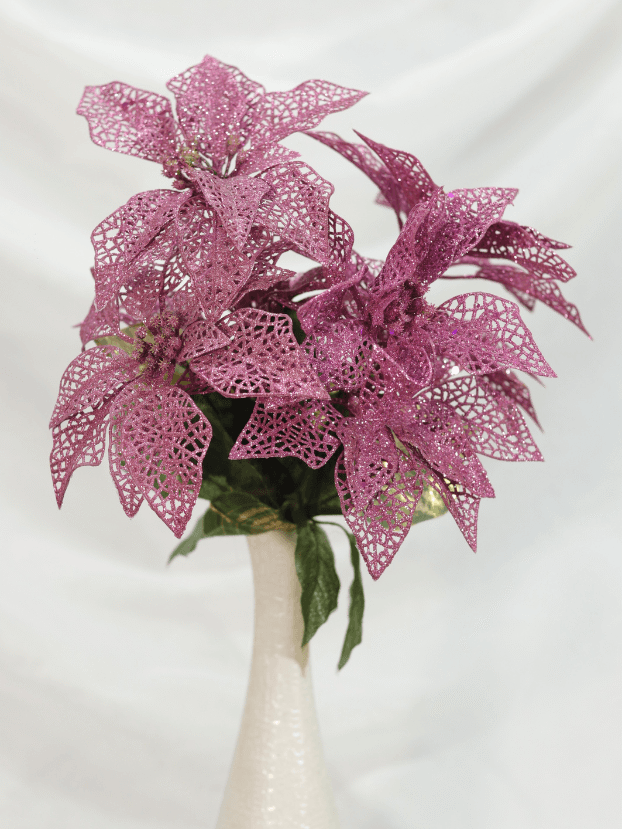 Ramo Flor de Navidad por 7 varas – Fucsia - Decora tu Navidad Envios a Bogotá y toda Colombia | Dkora Colombia