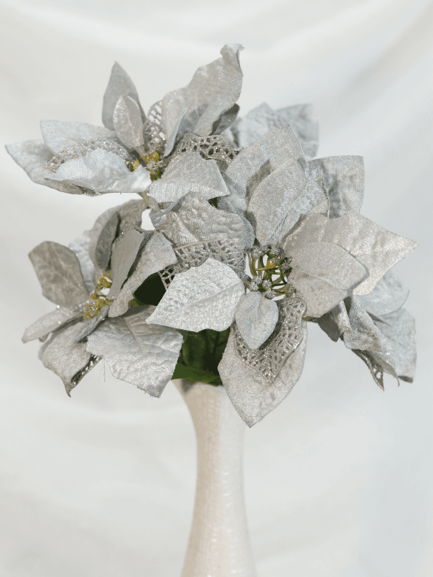 Ramo Flor de Navidad por 5 varas – Plata - Decora tu Navidad Envios a Bogotá y toda Colombia | Dkora Colombia