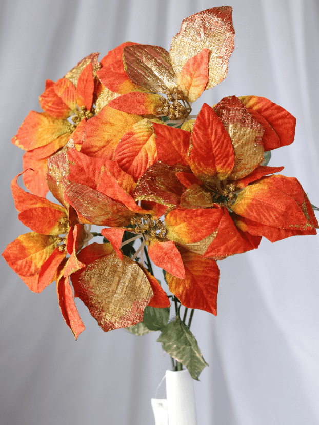 Ramo Flor de Navidad por 5 varas – Naranja - Decora tu Navidad Envios a Bogotá y toda Colombia | Dkora Colombia