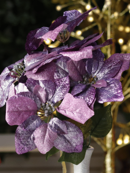 Ramo Flor de Navidad por 5 varas – Morados Metalizado - Decora tu Navidad Envios a Bogotá y toda Colombia | Dkora Colombia