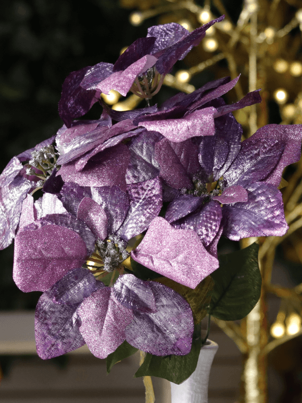 Ramo Flor de Navidad por 5 varas – Morados Metalizado - Decora tu Navidad Envios a Bogotá y toda Colombia | Dkora Colombia