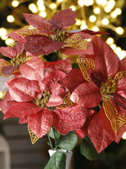 Ramo Flor de Navidad por 5 varas– Rojo y Plata - Decora tu Navidad Envios a Bogotá y toda Colombia | Dkora Colombia