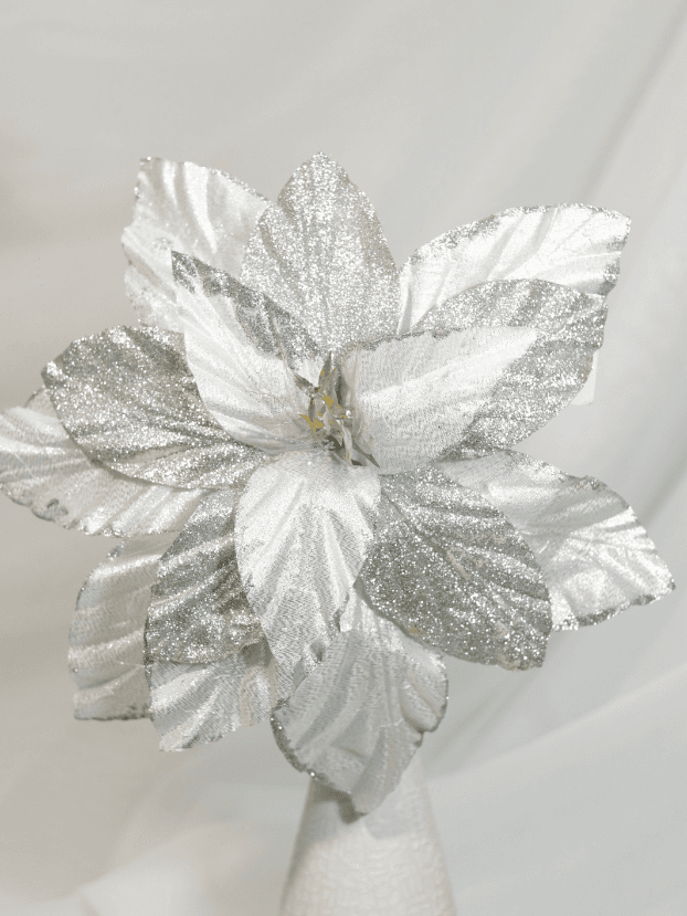 Flor de Navidad por 15 pétalos – Plata - Decora tu Navidad Envios a Bogotá y toda Colombia | Dkora Colombia