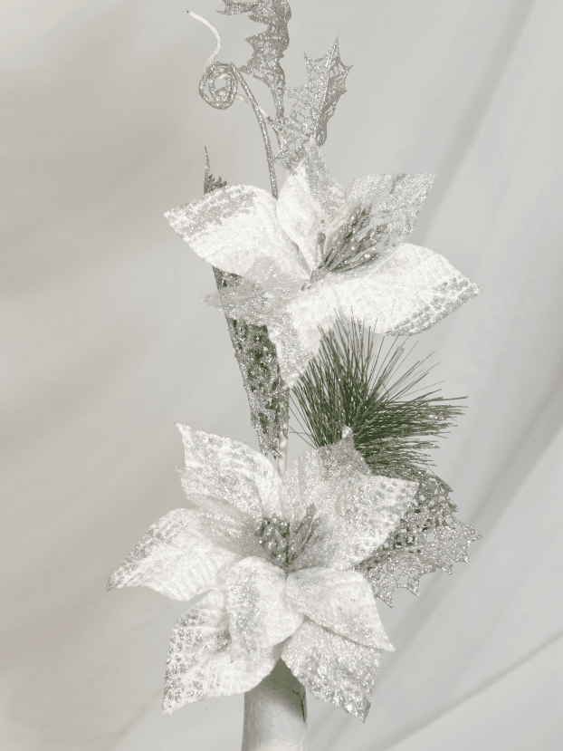 Vara Flor de Navidad por 2 – Plata - Decora tu Navidad Envios a Bogotá y toda Colombia | Dkora Colombia