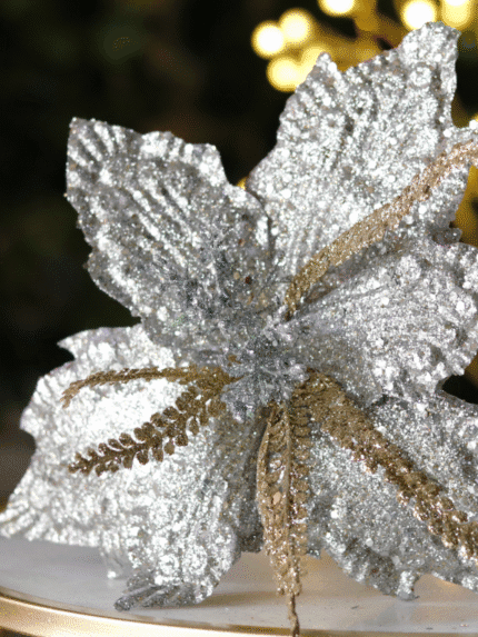 Flor de Navidad por 6 pétalos – Plata y dorada - Decora tu Navidad Envios a Bogotá y toda Colombia | Dkora Colombia