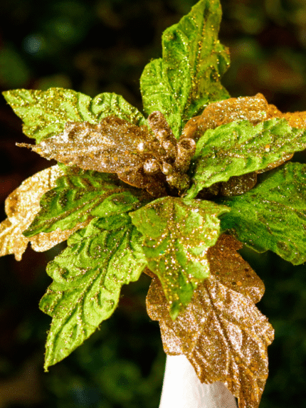 Flor de Navidad por 11 pétalos – Verde y Dorado - Decora tu Navidad Envios a Bogotá y toda Colombia | Dkora Colombia