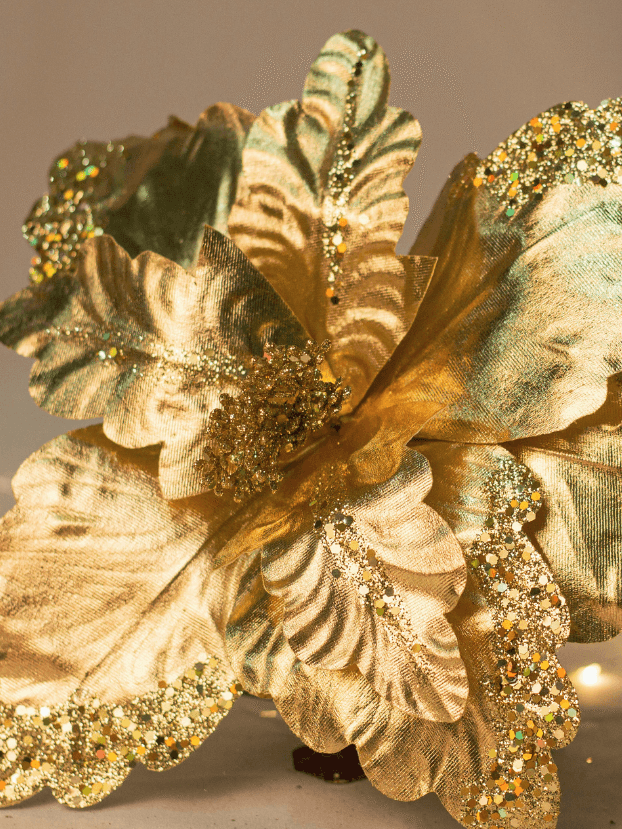 Flor de Navidad por 8 pétalos – Dorado - Decora tu Navidad Envios a Bogotá y toda Colombia | Dkora Colombia