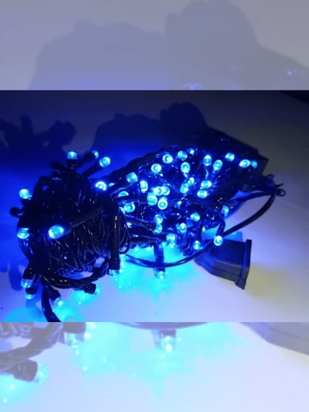 Instalación Led lineal por 100 luces, cable verde, Luz azul 8 m. En Bolsa - Decora tu Navidad Envios a Bogotá y toda Colombia | Dkora Colombia