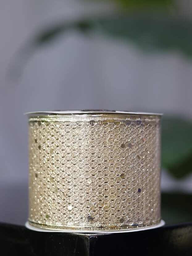 Cinta 10 yardas – Malla champaña con lentejuelas, escarcha y alambre - Cintas Envios a Bogotá y toda Colombia | Dkora Colombia