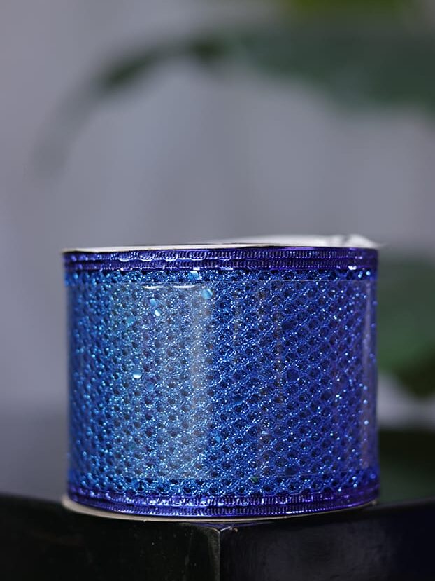 Cinta 10 yardas – Malla azul con lentejuelas, escarcha y alambre - Cintas Envios a Bogotá y toda Colombia | Dkora Colombia