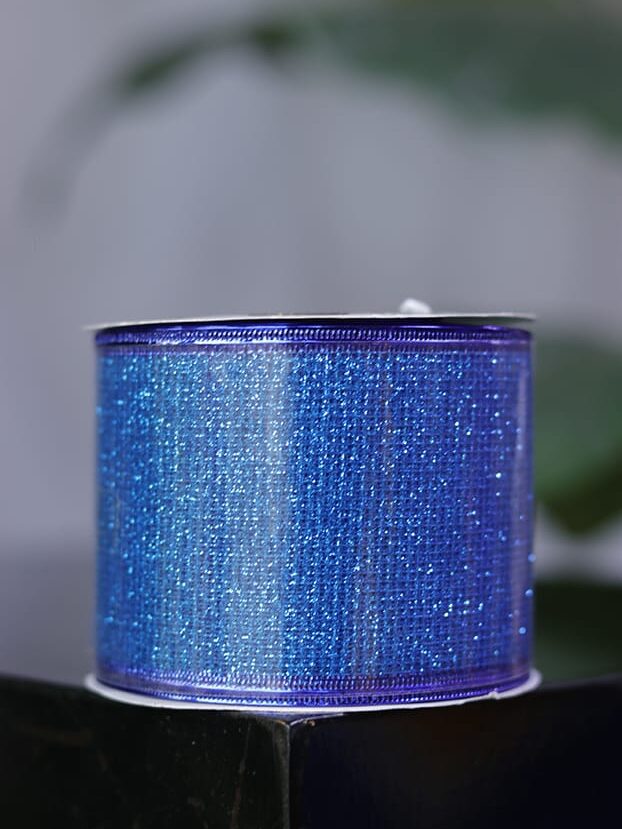 Cinta 10 yardas – Malla metalizada en cuadros con escarcha y alambre azul - Cintas Envios a Bogotá y toda Colombia | Dkora Colombia