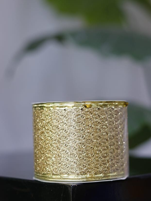 Cinta 10 yardas – Malla alambrada con escarcha y lentejuelas En dorado - Cintas Envios a Bogotá y toda Colombia | Dkora Colombia