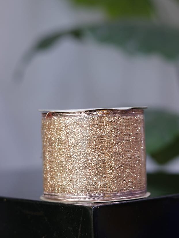 Cinta 10 yardas – Encaje escarchado en organza palo rosa con alambre - Cintas Envios a Bogotá y toda Colombia | Dkora Colombia