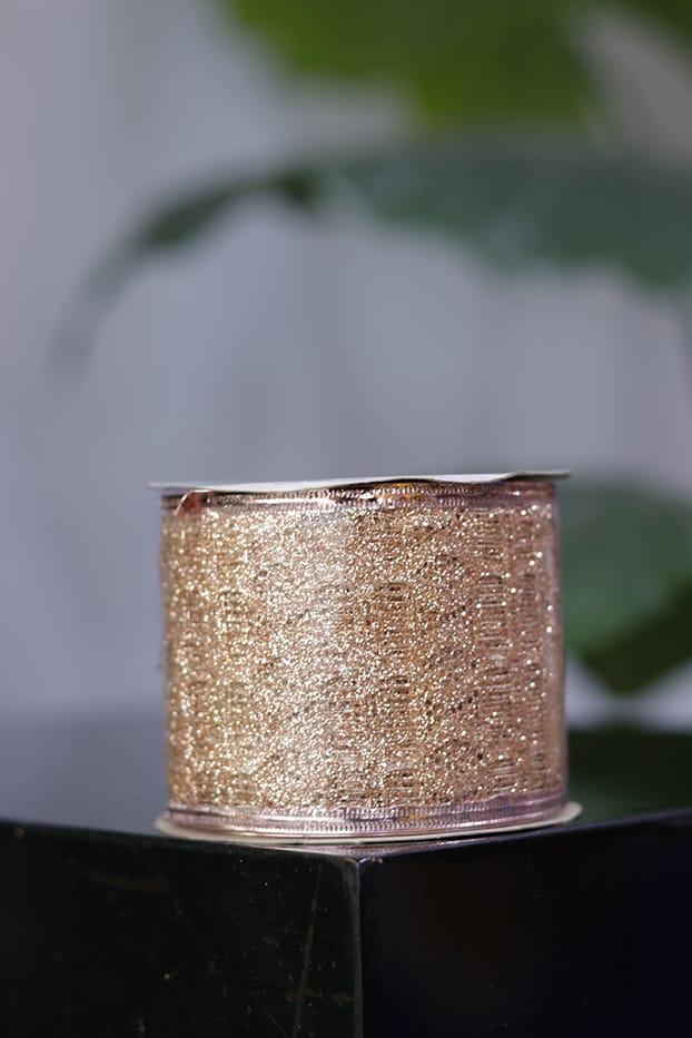 335-114 Cinta 10 yardas – Encaje escarchado en organza palo rosa con alambre - Cintas Envios a Bogotá y toda Colombia | Dkora Colombia