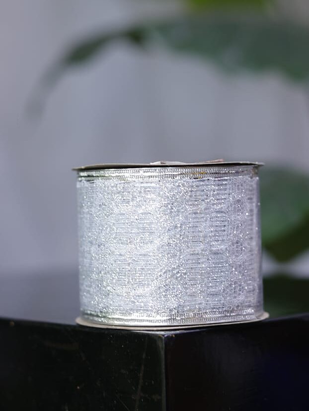 Cinta 10 yardas – Encaje escarchado en organza palo rosa con alambre - Cintas Envios a Bogotá y toda Colombia | Dkora Colombia