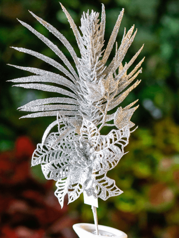 Pick Poinsetia Palma Escarchado - Decora tu Navidad Envios a Bogotá y toda Colombia | Dkora Colombia