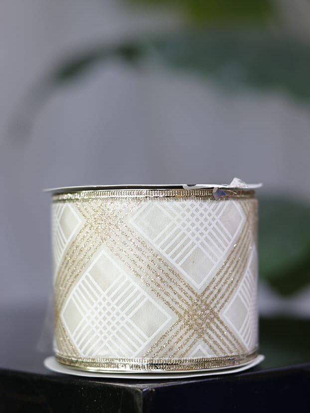 Cinta jacquard dorada con rombos escarchados y borde alambrado - Cintas Envios a Bogotá y toda Colombia | Dkora Colombia