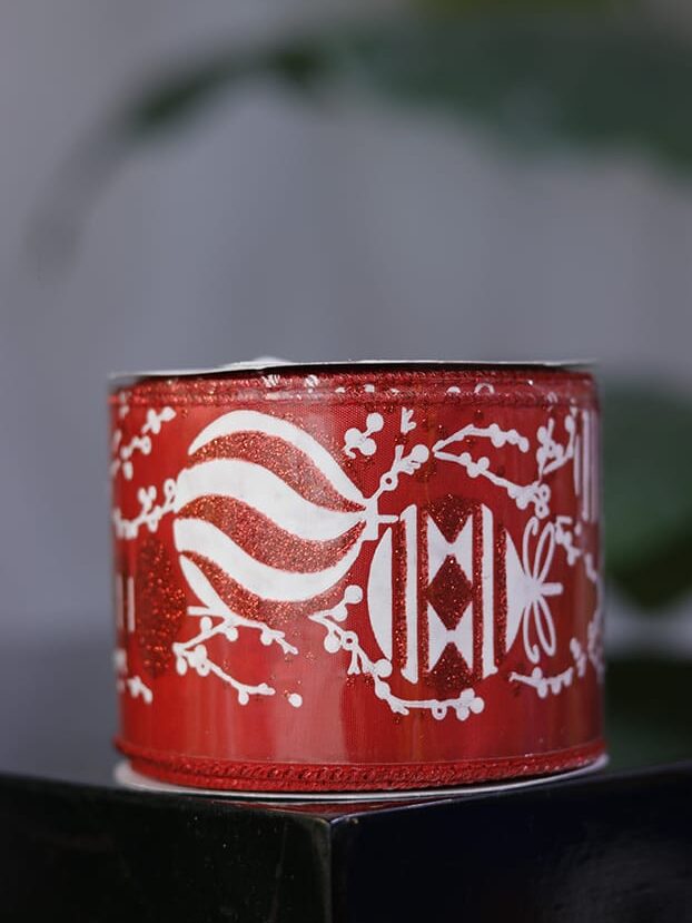 Cinta jacquard roja con globos escarchados y borde alambrado - Cintas Envios a Bogotá y toda Colombia | Dkora Colombia