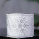 Cinta jacquard dorada con copos escarchados y borde alambrado - Cintas Envios a Bogotá y toda Colombia | Dkora Colombia