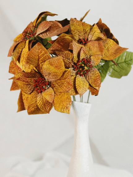 Ramo Flor de Navidad por 9 –Ocre - Decora tu Navidad Envios a Bogotá y toda Colombia | Dkora Colombia