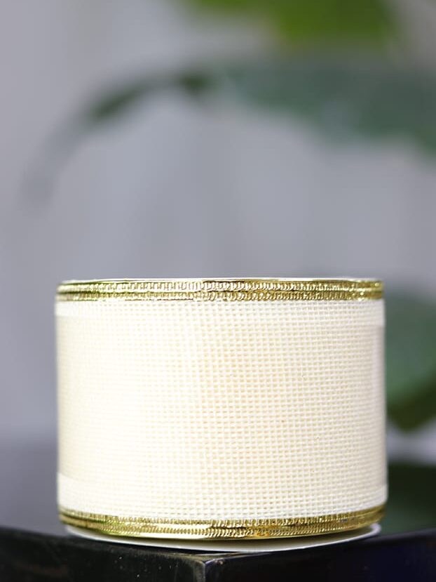 Cinta beige de malla con borde dorado, 10 yardas - Cintas Envios a Bogotá y toda Colombia | Dkora Colombia