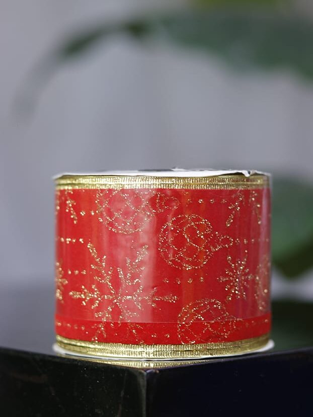 Cinta de terciopelo rojo alambrada con copos y globos, 10 yardas - Cintas Envios a Bogotá y toda Colombia | Dkora Colombia