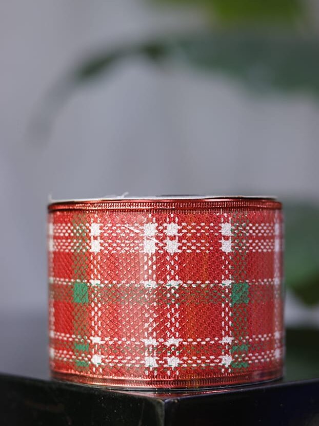 Cinta jacquard alambrada con cuadros escoceses, 10 yardas - Cintas Envios a Bogotá y toda Colombia | Dkora Colombia