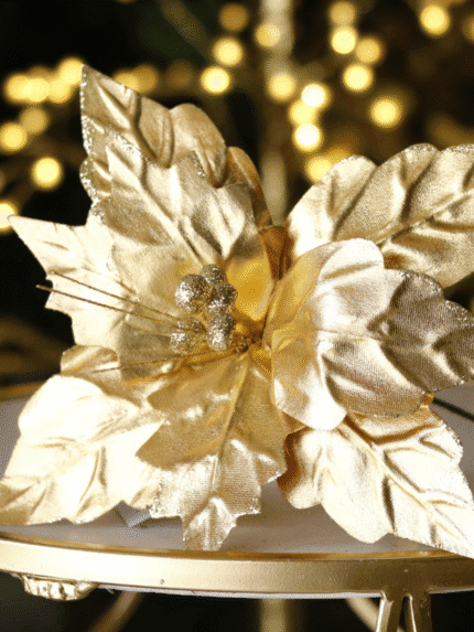 Flor de Navidad por 9 pétalos – Dorado - Decora tu Navidad Envios a Bogotá y toda Colombia | Dkora Colombia