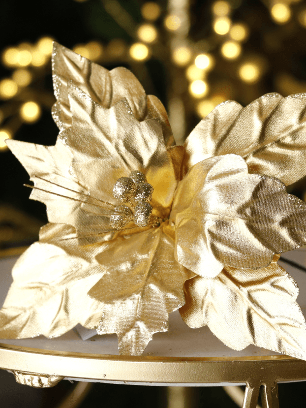 Flor de Navidad por 9 pétalos – Dorado - Decora tu Navidad Envios a Bogotá y toda Colombia | Dkora Colombia
