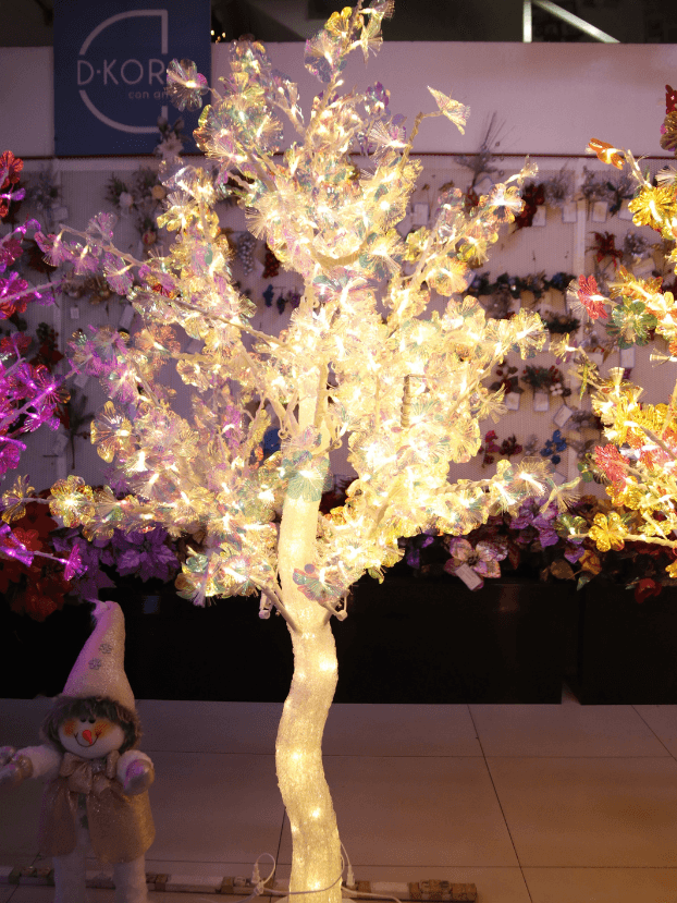 Árbol LED de 2 m con fibra óptica y flores en acetato. - Árboles de Navidad Envios a Bogotá y toda Colombia | Dkora Colombia
