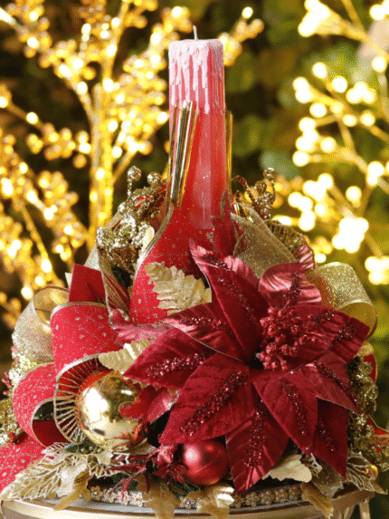 Arreglo Navideño Rojo con dorado - Arreglos Navideños Envios a Bogotá y toda Colombia | Dkora Colombia